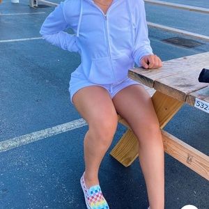 Velour Short Set - White